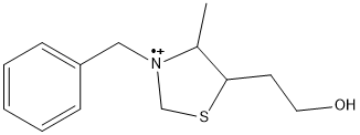 (3-Benzyl-4-methyl-5-(2-hydroxyethyl)tetrahydrothiazol)-3-iumyl Struktur