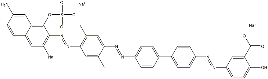 5-[[4'-[[4-[(7-Amino-1-hydroxy-3-sodiosulfo-2-naphthalenyl)azo]-2,5-dimethylphenyl]azo]-1,1'-biphenyl-4-yl]azo]-2-hydroxybenzoic acid sodium salt Struktur