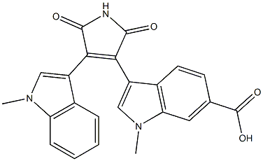 3-[[2,5-Dihydro-4-(1-methyl-1H-indol-3-yl)-2,5-dioxo-1H-pyrrol]-3-yl]-1-methyl-1H-indole-6-carboxylic acid Struktur