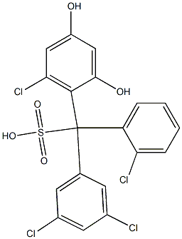 (2-Chlorophenyl)(3,5-dichlorophenyl)(6-chloro-2,4-dihydroxyphenyl)methanesulfonic acid Struktur