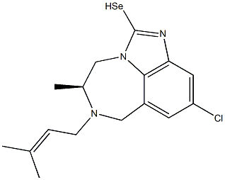 [5S,(+)]-9-Chloro-4,5,6,7-tetrahydro-5-methyl-6-(3-methyl-2-butenyl)imidazo[4,5,1-jk][1,4]benzodiazepine-2-selenol Struktur