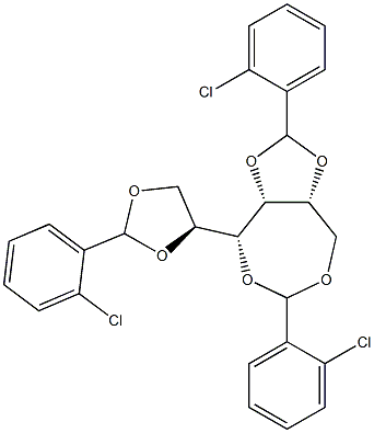 1-O,2-O:3-O,6-O:4-O,5-O-Tris(2-chlorobenzylidene)-D-glucitol Struktur