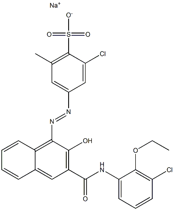 2-Chloro-6-methyl-4-[[3-[[(3-chloro-2-ethoxyphenyl)amino]carbonyl]-2-hydroxy-1-naphtyl]azo]benzenesulfonic acid sodium salt Struktur