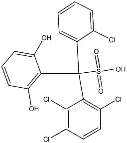 (2-Chlorophenyl)(2,3,6-trichlorophenyl)(2,6-dihydroxyphenyl)methanesulfonic acid Struktur