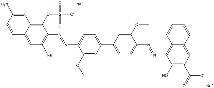 4-[[4'-[(7-Amino-1-hydroxy-3-sodiosulfo-2-naphthalenyl)azo]-3,3'-dimethoxy-1,1'-biphenyl-4-yl]azo]-3-hydroxynaphthalene-2-carboxylic acid sodium salt Struktur