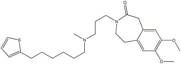 2,3-Dihydro-7,8-dimethoxy-3-[3-[N-[6-(2-thienyl)hexyl]-N-methylamino]propyl]-1H-3-benzazepin-4(5H)-one Struktur