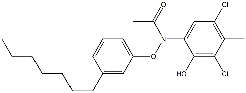 2-(3-Heptylphenoxyacetylamino)-4,6-dichloro-5-methylphenol Struktur