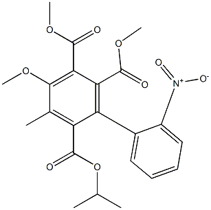 3-Methyl-5-(methoxycarbonyl)methyloxy-6-methoxycarbonyl-2'-nitro-1,1'-biphenyl-2-carboxylic acid isopropyl ester Struktur