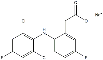 5-Fluoro-2-(2,6-dichloro-4-fluorophenylamino)benzeneacetic acid sodium salt Struktur