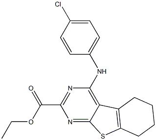 5,6,7,8-Tetrahydro-4-(4-chlorophenylamino)[1]benzothieno[2,3-d]pyrimidine-2-carboxylic acid ethyl ester Struktur