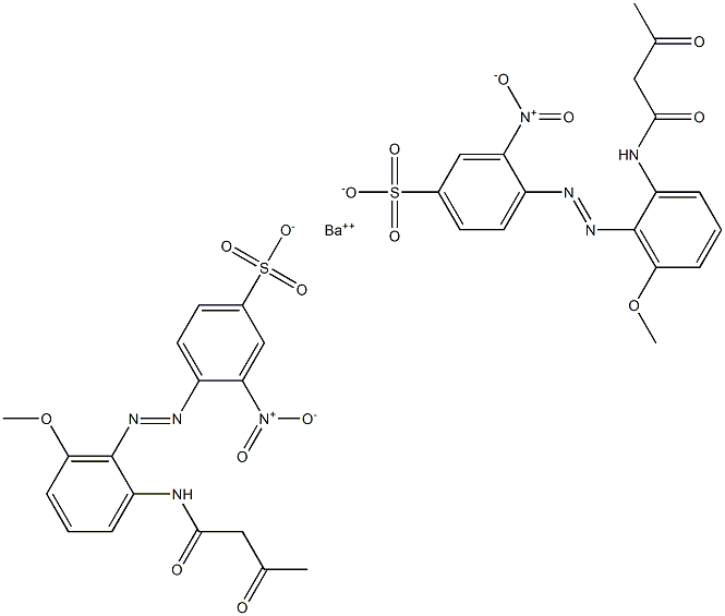 Bis[4-[2-(1,3-dioxobutylamino)-6-methoxyphenylazo]-3-nitrobenzenesulfonic acid]barium salt Struktur