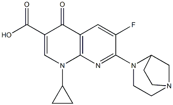 1-Cyclopropyl-1,4-dihydro-6-fluoro-7-(1,4-diazabicyclo[3.2.1]octan-4-yl)-4-oxo-1,8-naphthyridine-3-carboxylic acid Struktur