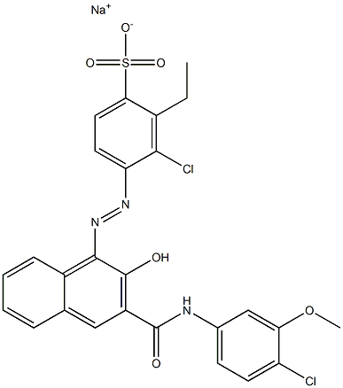 3-Chloro-2-ethyl-4-[[3-[[(4-chloro-3-methoxyphenyl)amino]carbonyl]-2-hydroxy-1-naphtyl]azo]benzenesulfonic acid sodium salt Struktur