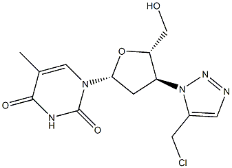 3'-(5-(Chloromethyl)-1H-1,2,3-triazol-1-yl)-3'-deoxythymidine Struktur