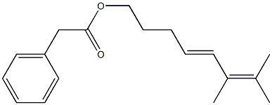 Phenylacetic acid 6,7-dimethyl-4,6-octadienyl ester Struktur