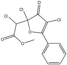 2-Chloro-2-[chloro(methoxycarbonyl)methyl]-4-chloro-5-phenylfuran-3(2H)-one Struktur