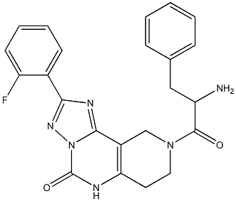 2-(2-Fluorophenyl)-6,7,8,9-tetrahydro-8-(2-amino-3-phenylpropanoyl)-1,3,3a,5,8-pentaaza-3aH-benz[e]inden-4(5H)-one Struktur