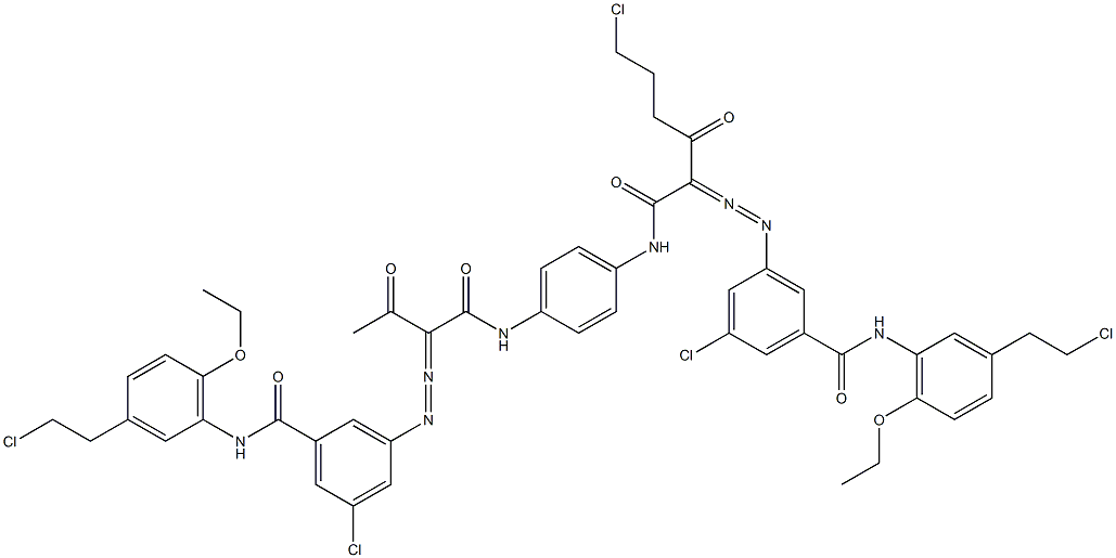 3,3'-[2-(2-Chloroethyl)-1,4-phenylenebis[iminocarbonyl(acetylmethylene)azo]]bis[N-[3-(2-chloroethyl)-6-ethoxyphenyl]-5-chlorobenzamide] Struktur