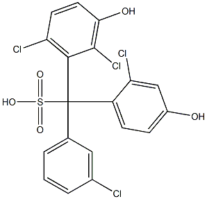 (3-Chlorophenyl)(2-chloro-4-hydroxyphenyl)(2,6-dichloro-3-hydroxyphenyl)methanesulfonic acid Struktur