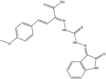 2-[[[2-[(2,3-Dihydro-2-oxo-1H-indol)-3-ylidene]hydrazino]thiocarbonyl]aminoimino]-4-(4-methoxyphenyl)-3-butenoic acid Struktur