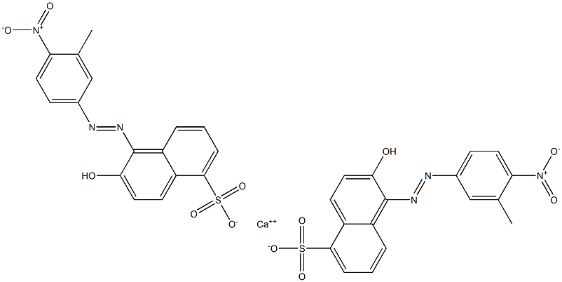 Bis[1-[(3-methyl-4-nitrophenyl)azo]-2-hydroxy-5-naphthalenesulfonic acid]calcium salt Struktur