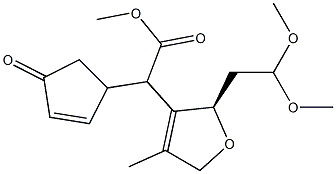 2-[(5R)-3-Oxo-1-cyclopenten-5-yl]-2-[[(5R)-5-(2,2-dimethoxyethyl)-3-methyl-2,5-dihydrofuran]-4-yl]acetic acid methyl ester Struktur