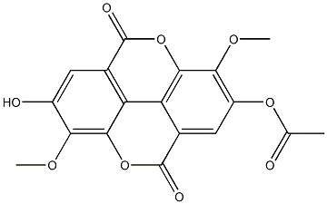 2-Hydroxy-3,8-dimethoxy-7-acetoxy[1]benzopyrano[5,4,3-cde][1]benzopyran-5,10-dione Struktur