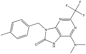 6-Dimethylamino-9-(4-methylbenzyl)-2-trifluoromethyl-9H-purin-8(7H)-one Struktur