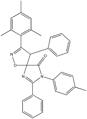 3-(2,4,6-Trimethylphenyl)-4,8-diphenyl-7-(4-methylphenyl)-1-oxa-2,7,9-triazaspiro[4.4]nona-2,8-dien-6-one Struktur