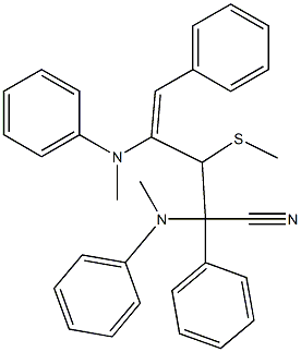 3-Methylthio-2,5-diphenyl-2,4-bis(N-methylphenylamino)-4-pentenonitrile Struktur