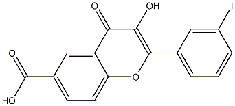 3-Hydroxy-2-(3-iodophenyl)-4-oxo-4H-1-benzopyran-6-carboxylic acid Struktur