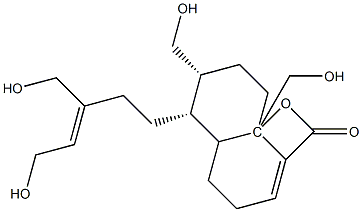 (1R,2R)-1-(5-Hydroxy-3-hydroxymethyl-3-pentenyl)-2,4a-bis(hydroxymethyl)-1,2,3,4,4a,7,8,8a-octahydronaphthalene-5-carboxylic acid 5,4a-lactone Struktur