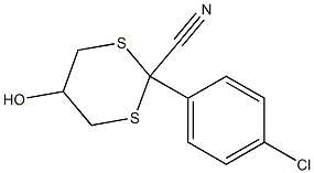 5-Hydroxy-2-(4-chlorophenyl)-1,3-dithiane-2-carbonitrile Struktur