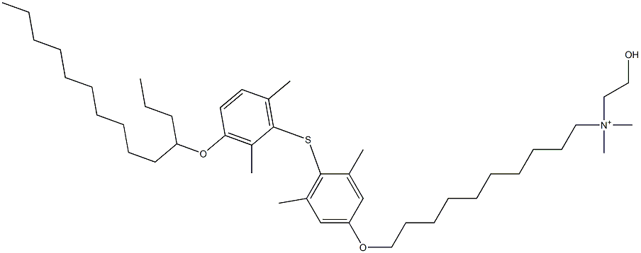 Dimethyl(2-hydroxyethyl)[10-[4-(4-tetradecyloxy-2,6-dimethylphenylthio)-3,5-dimethylphenoxy]decyl]aminium Struktur