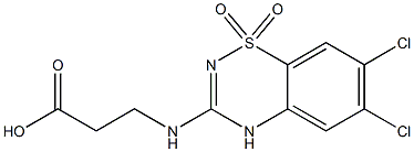 3-[(2-Carboxyethyl)amino]-6,7-dichloro-4H-1,2,4-benzothiadiazine 1,1-dioxide Struktur