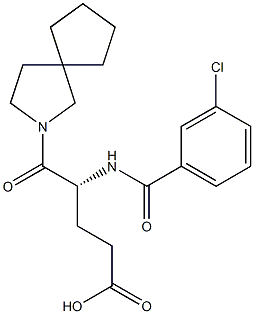 (R)-4-(3-Chlorobenzoylamino)-5-oxo-5-(2-azaspiro[4.4]nonan-2-yl)valeric acid Struktur