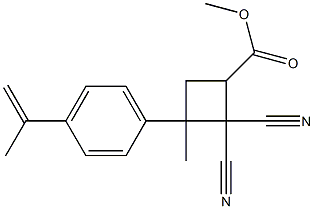 2,2-Dicyano-3-methyl-3-[4-(1-methylvinyl)phenyl]cyclobutane-1-carboxylic acid methyl ester Struktur