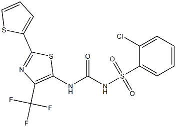 1-[2-(2-Thienyl)-4-(trifluoromethyl)-5-thiazolyl]-3-(2-chlorophenylsulfonyl)urea Struktur