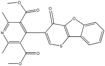 2,6-Dimethyl-4-[4-oxo-4H-thiopyrano[3,2-b]benzofuran-3-yl]pyridine-3,5-dicarboxylic acid dimethyl ester Struktur