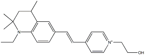 4-[2-[(1-Ethyl-1,2,3,4-tetrahydro-2,2,4-trimethylquinolin)-6-yl]ethenyl]-1-(2-hydroxyethyl)pyridinium Struktur