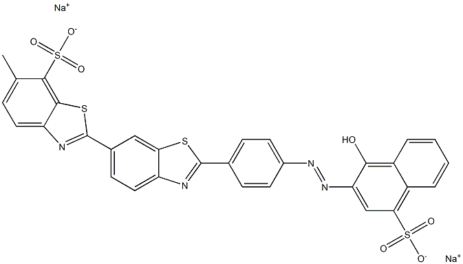 6-Methyl-2'-[4-[(1-hydroxy-4-sulfo-2-naphtyl)azo]phenyl]-2,6'-bibenzothiazole-7-sulfonic acid disodium salt Struktur