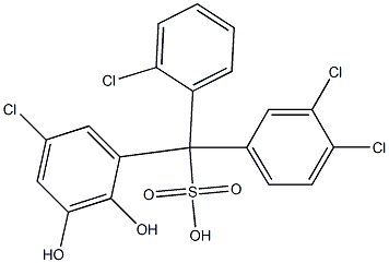 (2-Chlorophenyl)(3,4-dichlorophenyl)(5-chloro-2,3-dihydroxyphenyl)methanesulfonic acid Struktur