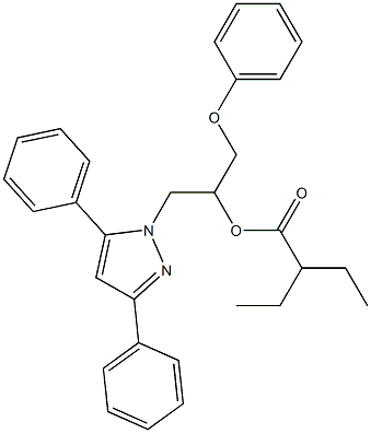 2-Ethylbutyric acid [1-(3,5-diphenyl-1H-pyrazol-1-yl)-3-phenoxypropan-2-yl] ester Struktur