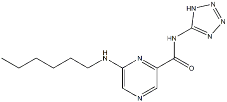 6-Hexylamino-N-(1H-tetrazol-5-yl)pyrazine-2-carboxamide Struktur