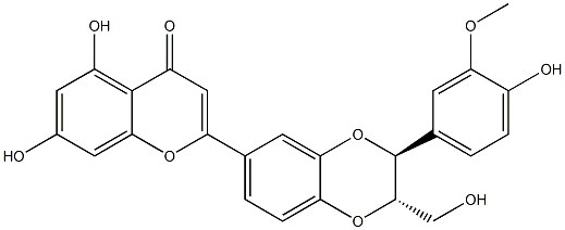 2-[(2S,3S)-2,3-Dihydro-3-(4-hydroxy-3-methoxyphenyl)-2-(hydroxymethyl)-1,4-benzodioxin-6-yl]-5,7-dihydroxy-4H-1-benzopyran-4-one Struktur