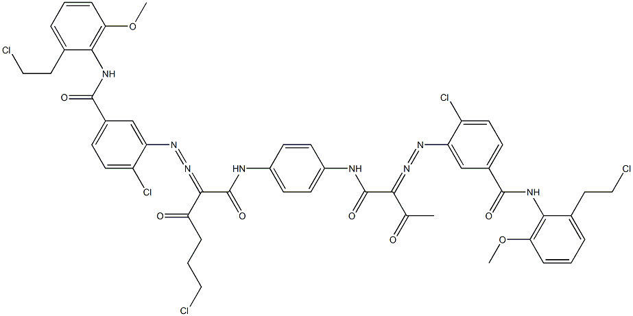 3,3'-[2-(2-Chloroethyl)-1,4-phenylenebis[iminocarbonyl(acetylmethylene)azo]]bis[N-[2-(2-chloroethyl)-6-methoxyphenyl]-4-chlorobenzamide] Struktur