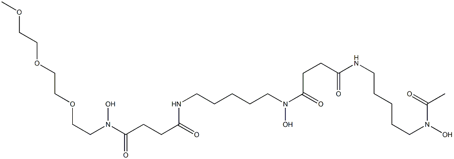 N-[5-[[4-[5-(Acetylhydroxyamino)pentylamino]-1,4-dioxobutyl]hydroxyamino]pentyl]-N'-hydroxy-N'-[2-[2-(2-methoxyethoxy)ethoxy]ethyl]succinamide Struktur