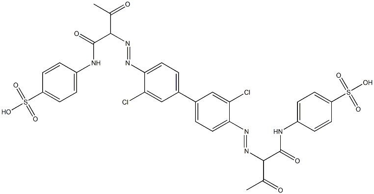 4,4'-[(3,3'-Dichloro[1,1'-biphenyl]-4,4'-diyl)bis[azo(2-acetyl-1-oxo-2,1-ethanediyl)imino]]bis(benzenesulfonic acid) Struktur