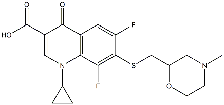 7-[(4-Methylmorpholin-2-yl)methyl]thio-1-cyclopropyl-6,8-difluoro-1,4-dihydro-4-oxoquinoline-3-carboxylic acid Struktur