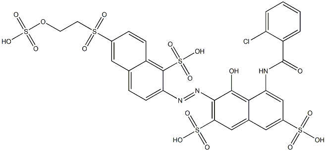 5-(2-Chlorobenzoylamino)-4-hydroxy-3-[6-[[2-(sulfooxy)ethyl]sulfonyl]-1-sulfo-2-naphtylazo]-2,7-naphthalenedisulfonic acid Struktur